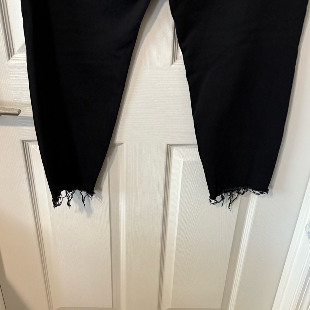 Good American Good Waist Crop Black 216 Raw Hem High Rise Skinny Jeans GWCDV844T - Picture 7 of 8